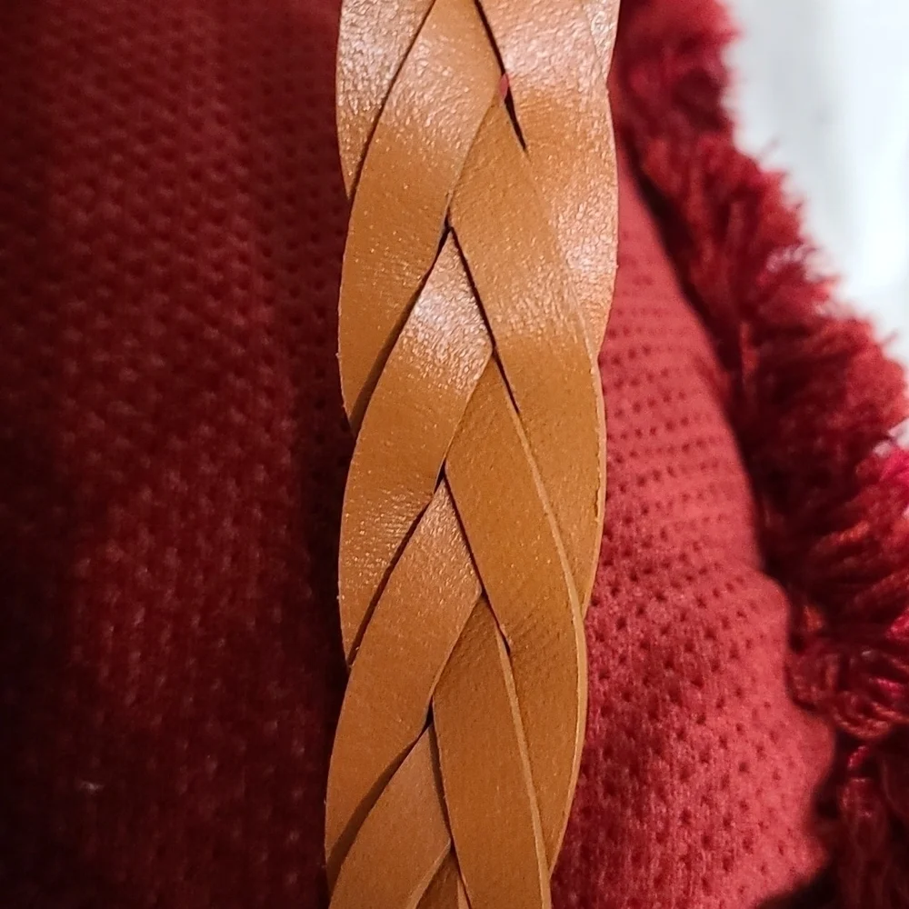 Unbranded Mens Bonded Leather Braided Belt Caramel Brown Sz‎ L/36-38 EUC